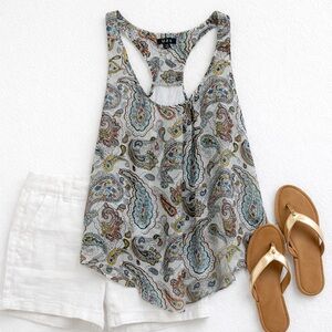 U2B Paisley Racerback Tank Top Size Large Lightweight Flowy Boho Blouse